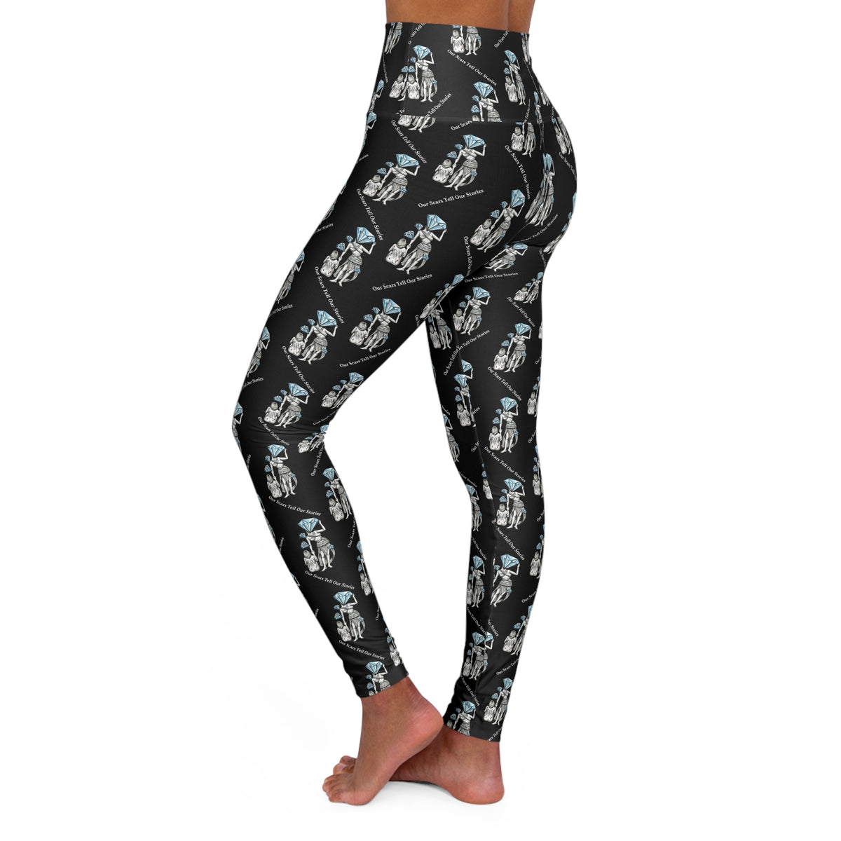 Diamond in the Rough-Black Women's High Waisted Yoga Pants