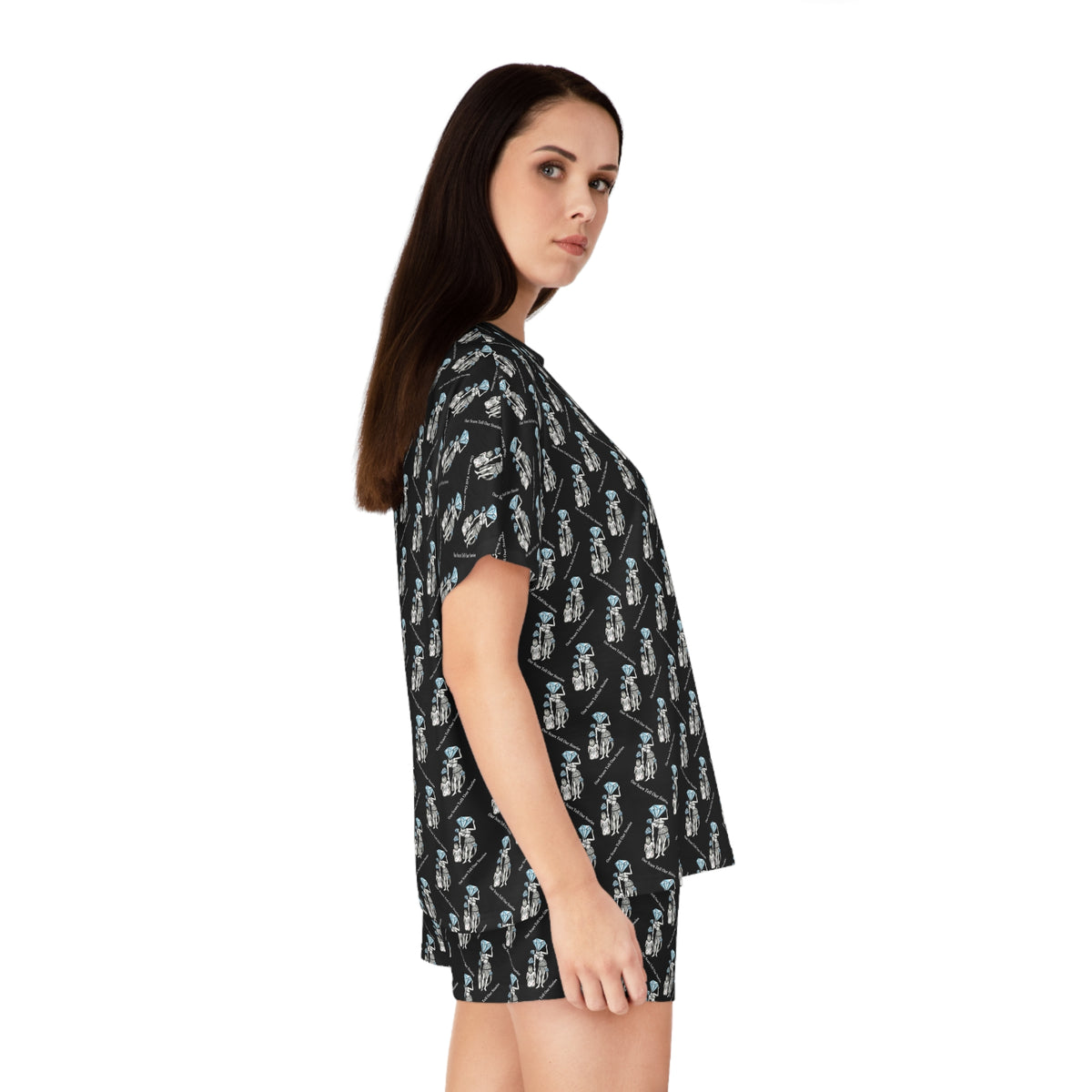 Diamond in the Rough-Black Women's Pajama Short Set