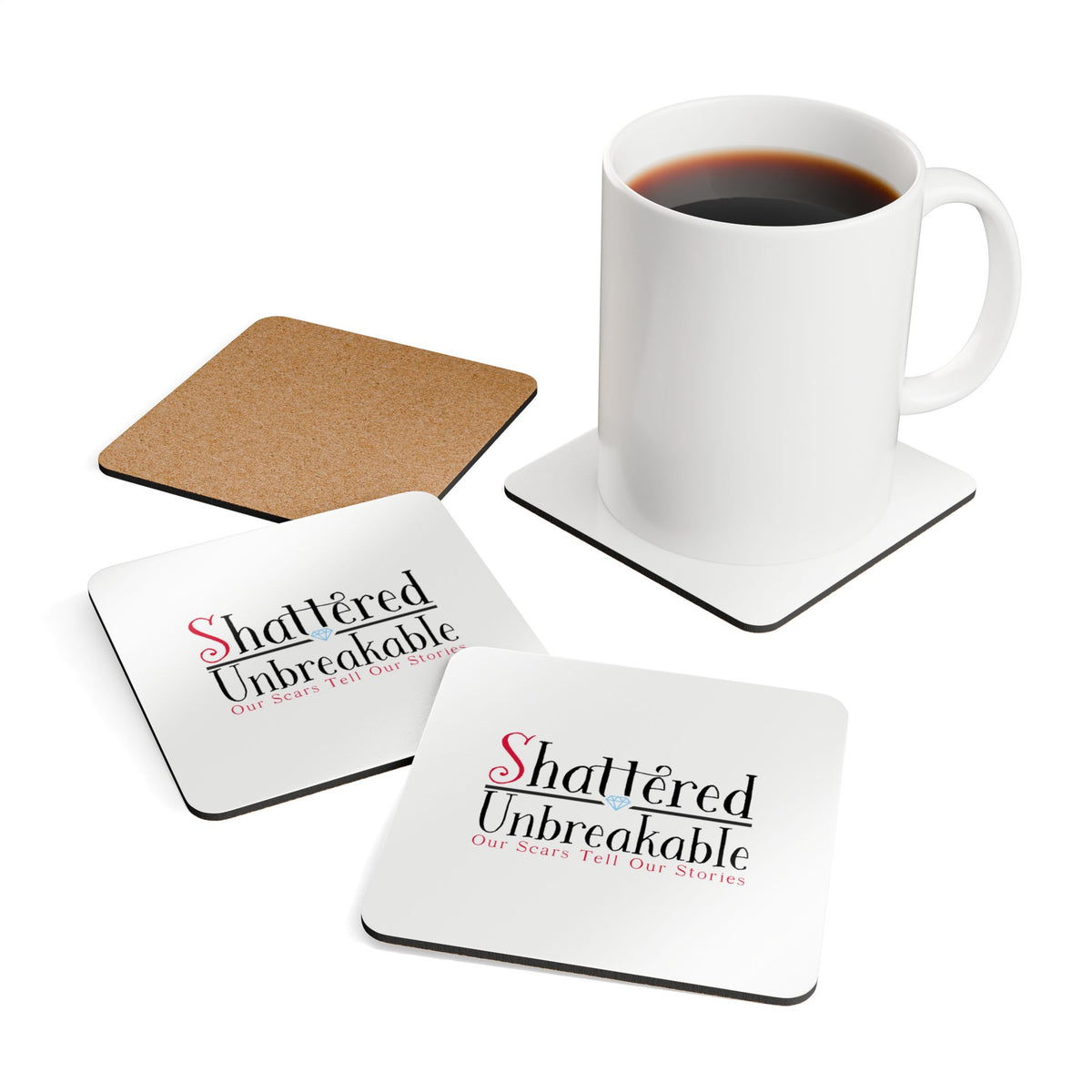 shattered Unbreakable Corkwood Coaster Set