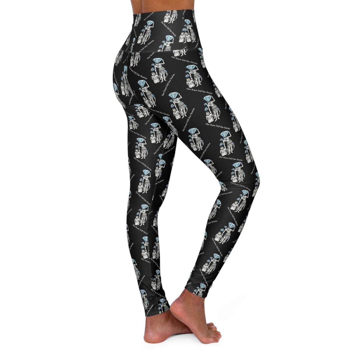 Diamond in the Rough-Black Women's High Waisted Yoga Pants