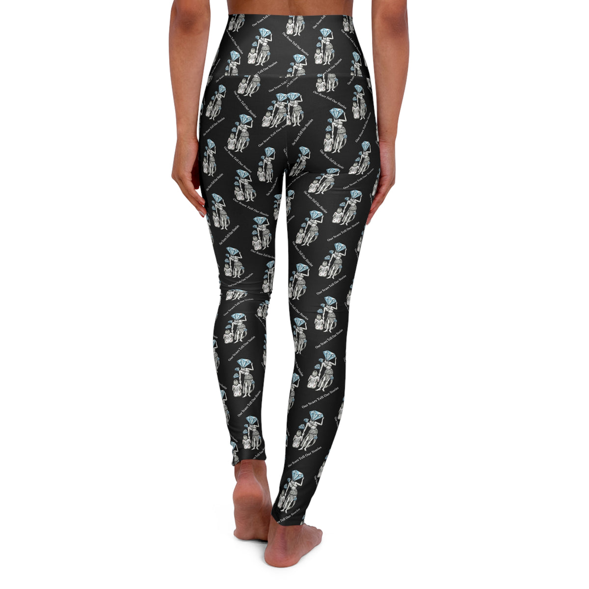 Diamond in the Rough-Black Women's High Waisted Yoga Pants