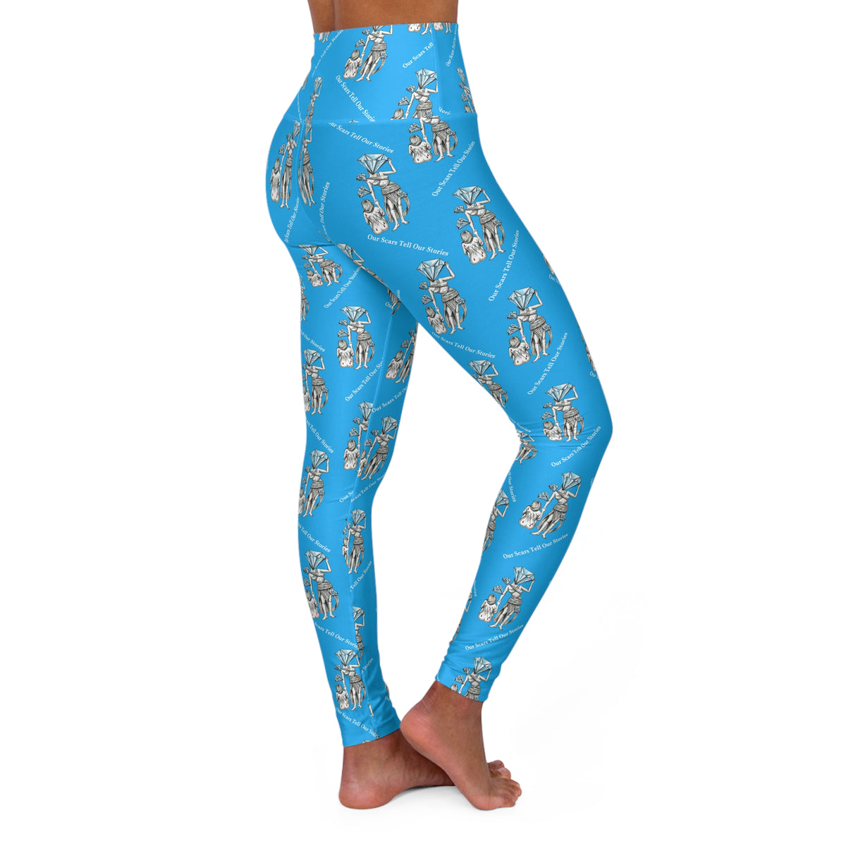 Diamond in the Rough-Blue Women's High Waisted Yoga Pants