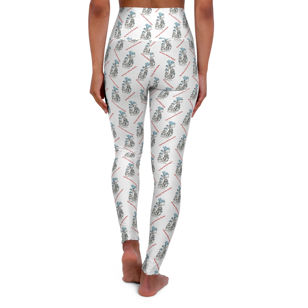 Diamond in the Rough-White Women's High Waisted Yoga Pants