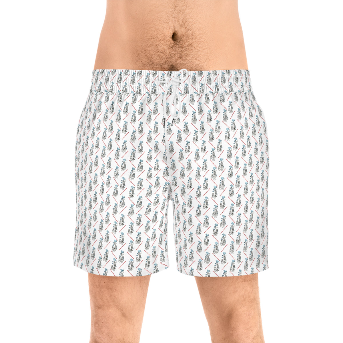 Diamond in the Rough- White Men's Mid-Length Swim Shorts