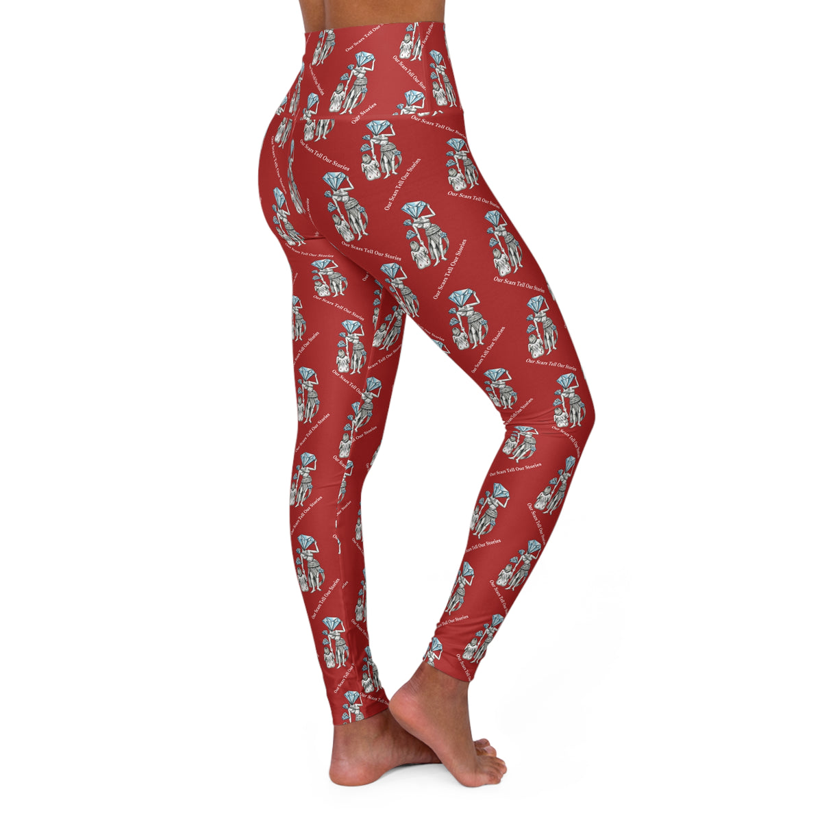 Diamond in the Rough-Red Women's High Waisted Yoga Pants