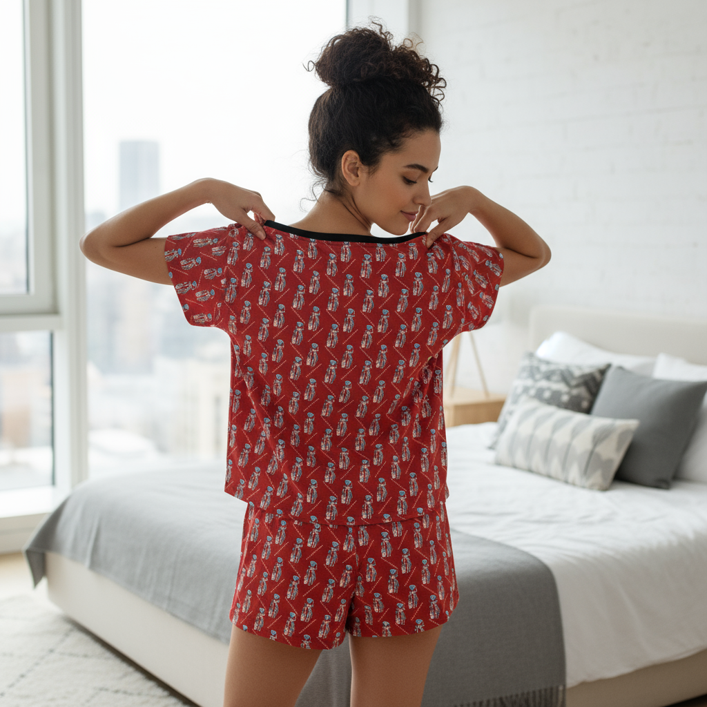 Diamond in the Rough-Red Women's Pajama Short Set