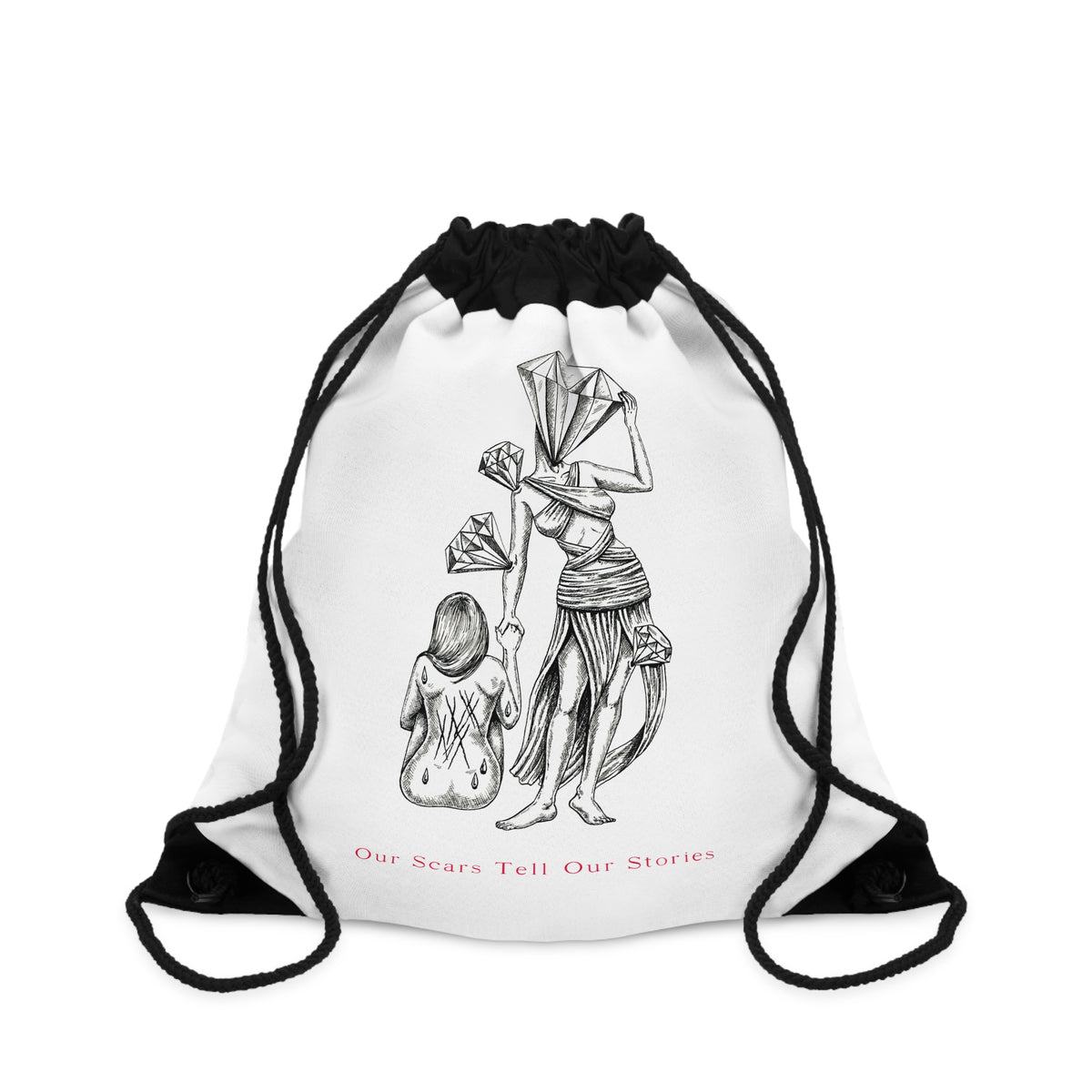 Diamond in the Rough-B&W Sketch Drawstring Bag