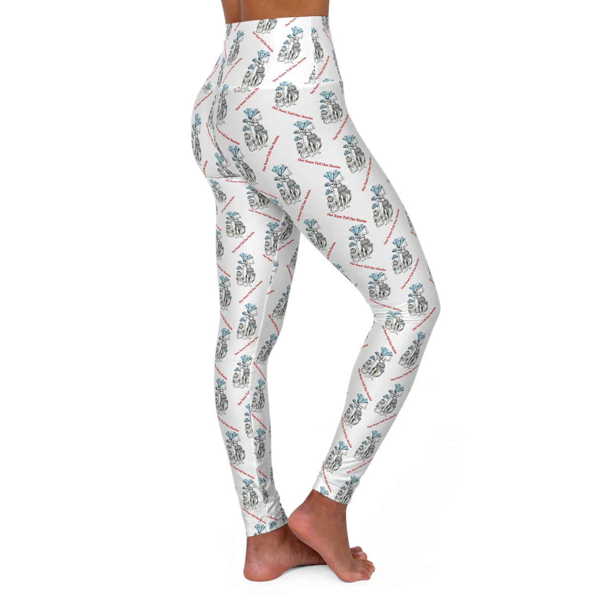 Diamond in the Rough-White Women's High Waisted Yoga Pants
