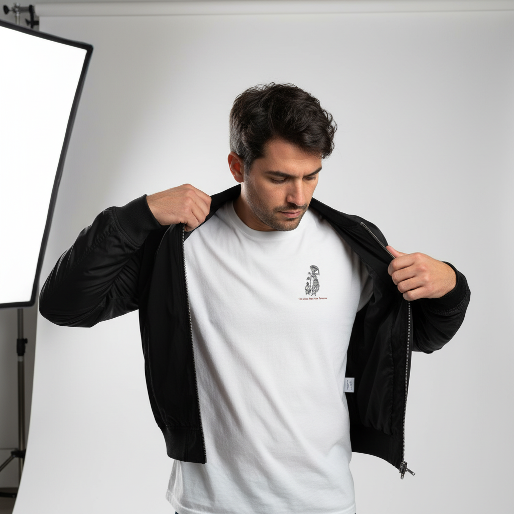 Diamond in the Rough-B&W Recycled Bomber Jacket (Embroidery)