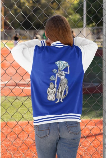Diamond in the Rough-B&W Sketch Unisex Heavyweight Letterman Jacket