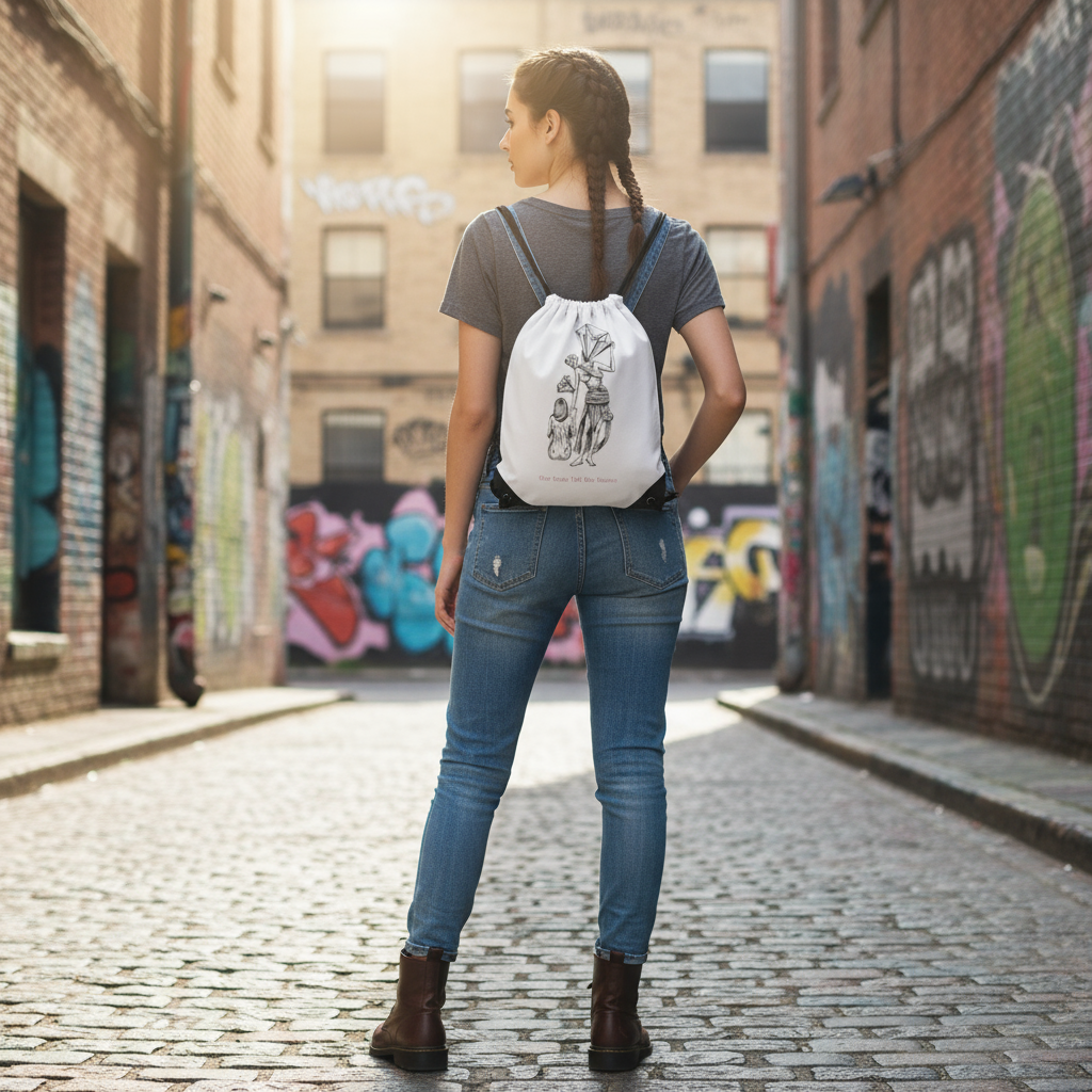 Diamond in the Rough-B&W Sketch Drawstring Bag