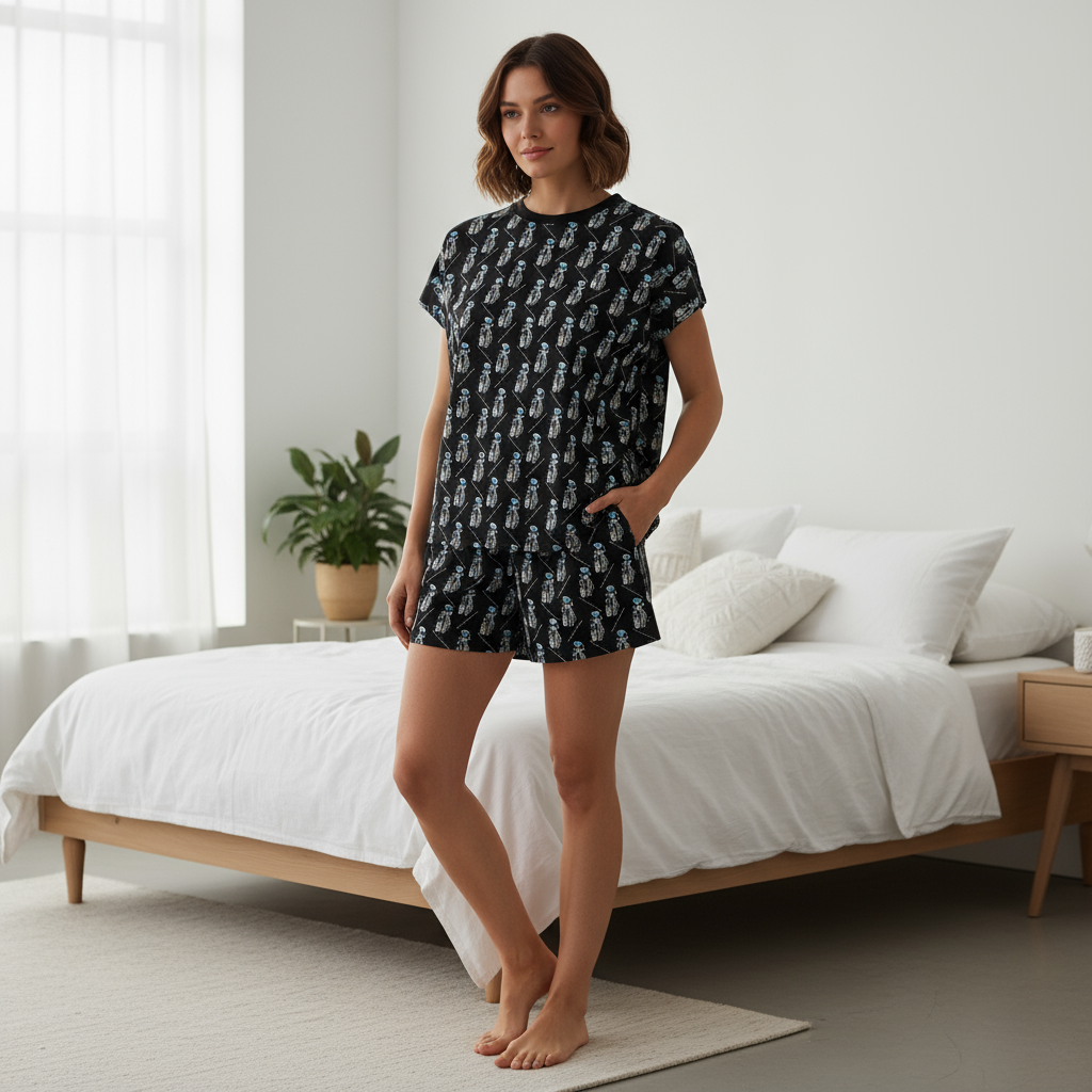 Diamond in the Rough-Black Women's Pajama Short Set